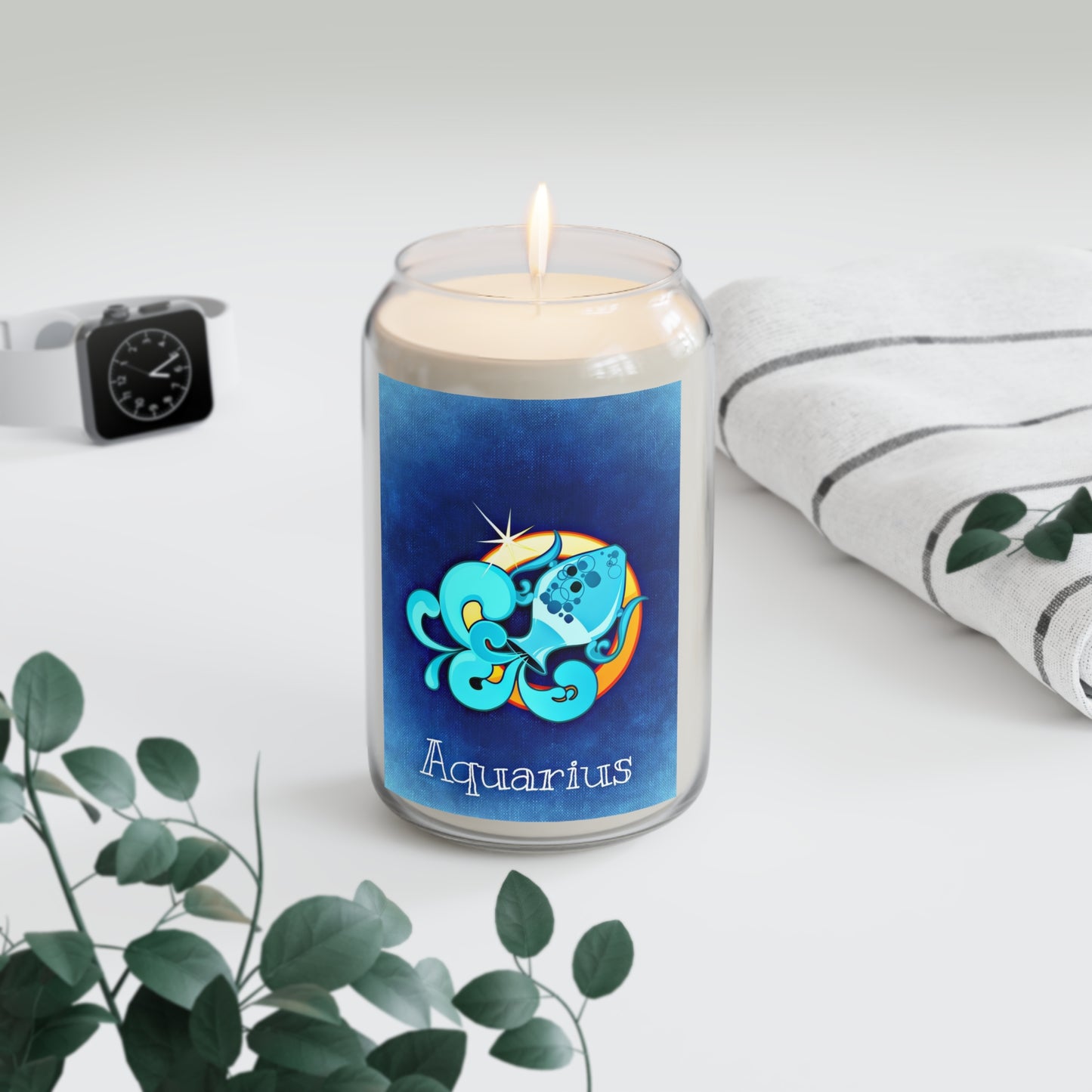 Aquarius Scented Soy Candle, Zodiac Decor, Birthday Gift, Relaxing Ambiance, Home Fragrance, Astrology Gift, Personalized Candle